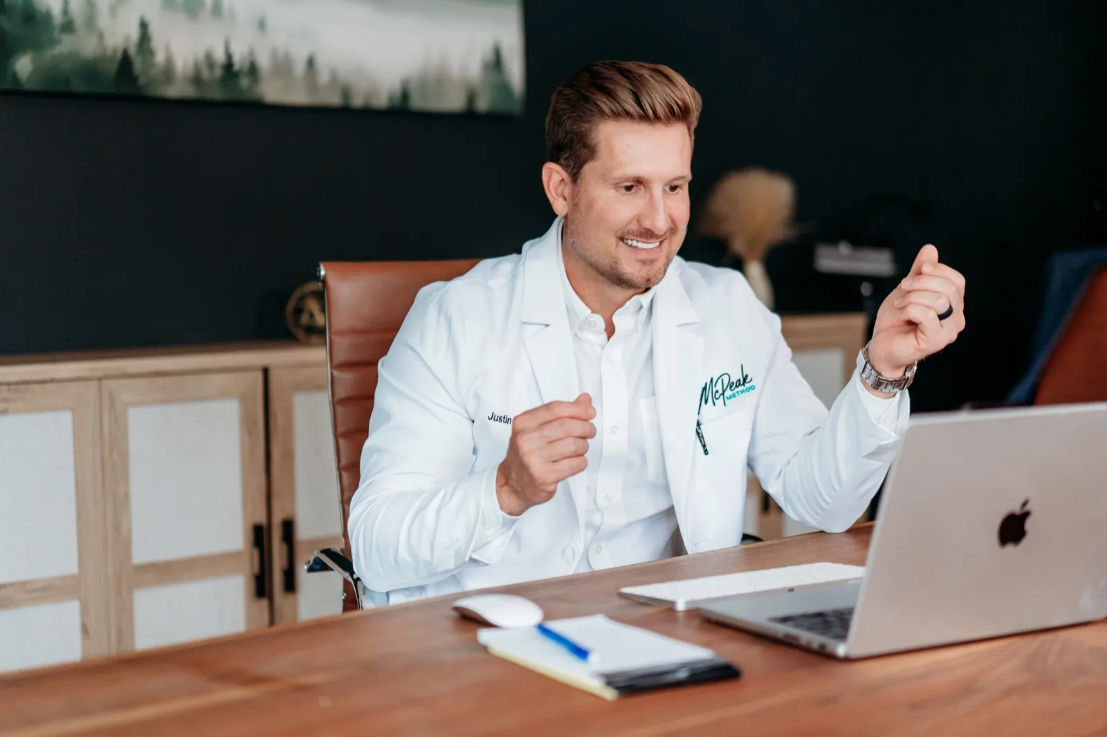 Justin McPeak during a virtual mental health visit