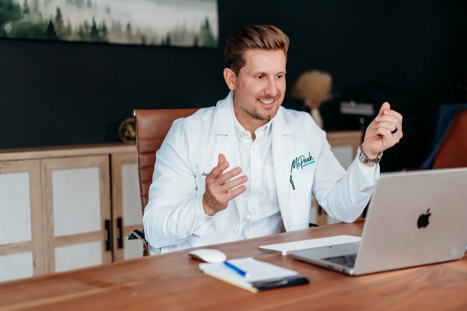 Justin McPeak during a virtual therapy visit
